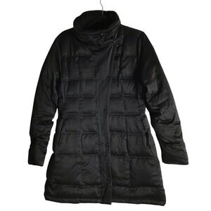 DKNY Black Quilted Puffer Coat Down Feather Blend Mock Neck Size‎ M